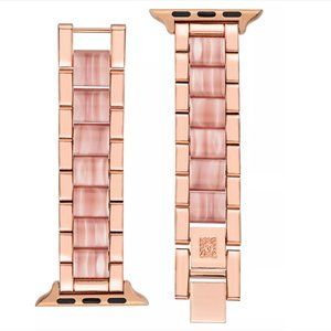 ANNE KLEIN 38/40/41mm Apple Watch Bracelet in Pink Resin and Rose Gold Stainless
